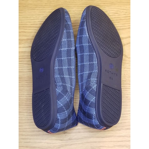 Rothy's The Loafer Women Size 6.5 Indigo Blue Gingham Plaid Excellent Condition - Picture 5 of 6